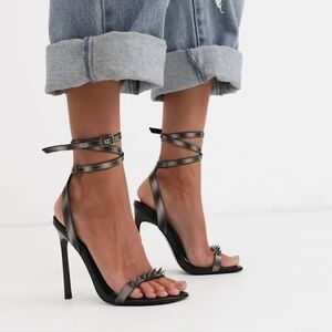 ASOS DESIGN Barely There Reflective heels with Studs